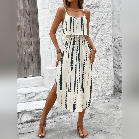 COPY - Women's Summer Skin-Friendly Tie-Dye Spaghetti Strap Dress With Waist Be… - Picture 2 of 6